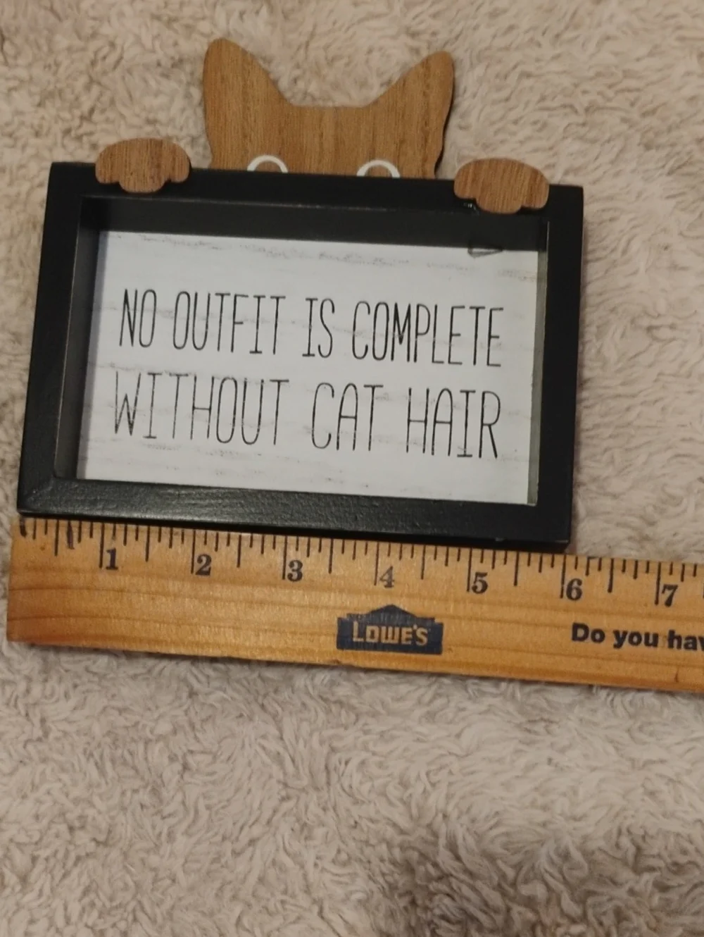 Wooden Cat Hair Sign Wall Decor - Black and Natural